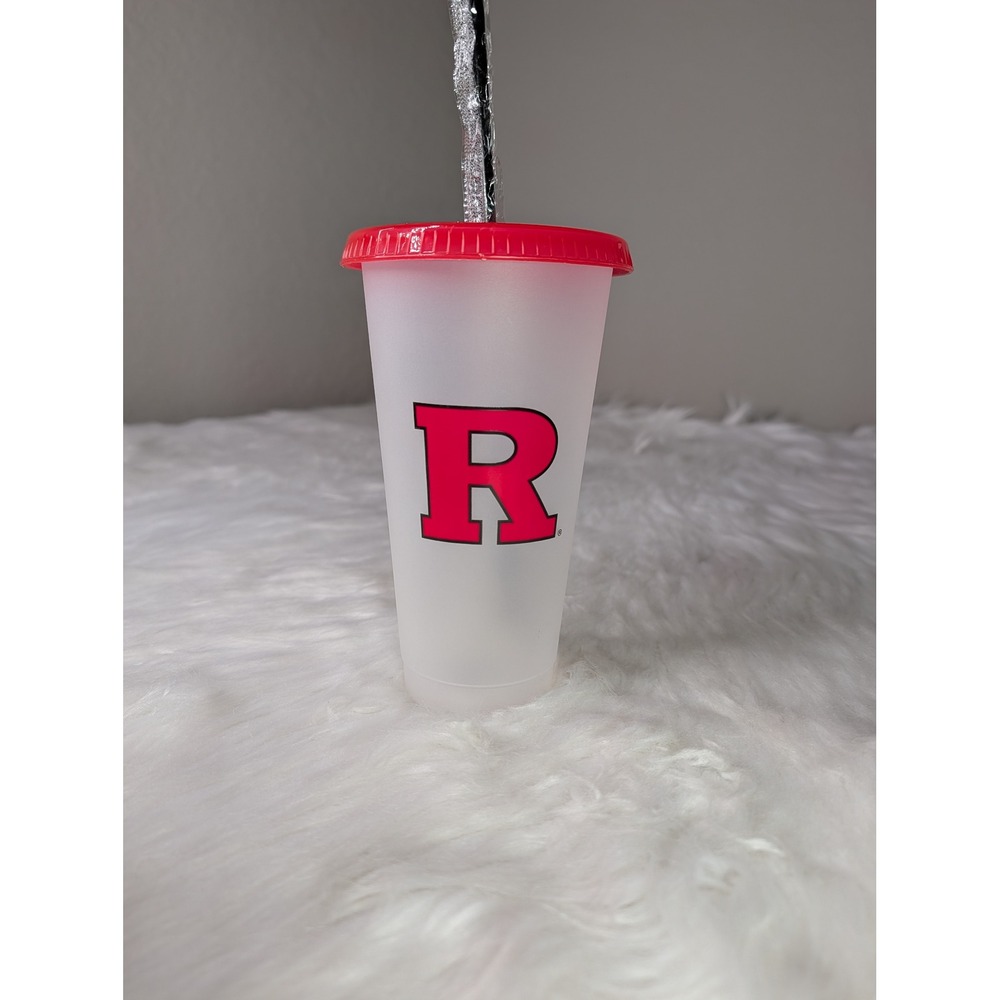 Starbucks Cold Cup 24oz White Rutgers University Scarlet Knights Logo